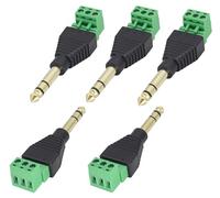 AAOTOKK (1/4" TRS Audio Screw Terminal Block Adapter, 6.35mm Male to 3 Pin/Way Female Bolt Screw Terminals Jack,6.35 mm DIY Audio Solderless Connector for Electric Bass,Amplifier/Amp,etc(5 Pack)