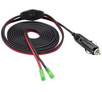 AAOTOKK 12V Male Cigarette Lighter Plug Cable with LED Light,16AWG &10A Fused Replacement Cigarette Lighter Male Plug Adapter to 4mm interface Leads Plug Extension Cable with Switch(3M/10ft-Leads)