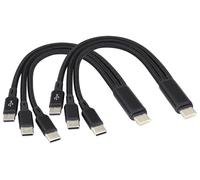 AAOTOKK 2-Pack/20cm Short 3 in 1 USB-C Male to Type-C Male Fast Charge Cord - Compatible for Mobile/Android and USB-C Devices (Black-3 Type C)