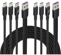 AAOTOKK 2 Pack/4FT USB C Cable 3 in 1 Type C Charging 2A USB C Charger,Nylon Cord USB A Male to 3 USB C Male Port,Compatible for iPad Pro/Air,Samsung S23 Android(Black-3Type C)