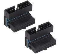 AAOTOKK 2 Pack 90 Degree 20pin USB 3.0 Adapter Up Right Angle 3.0 USB 20 Pin Male to Female Extension Power Adapter Board for Motherboard Mainboard.(Up/Black-20Pin)