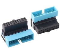AAOTOKK 2 Pack 90 Degree Up Angle USB 3.0 20pin Connector USB 3.0 19Pin/20Pin Female to Male Extension Power Adapter Board for Desktop Motherboard Mainboard Internal Header Adapter(Up/blue-20Pin)