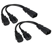AAOTOKK 2 Pack C14 to 2 x C13 Y Splitter AC Power Cable, 10A 125V Dual C13 to C14 PDU Style Computer AC Power Cord for LED HDTV Monitor & Scanner