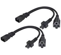 AAOTOKK (2 pack)C14 to C5+NEMA 5-15R Y Splitter AC Power Adapter Cable,10A 125V IEC 3Pole Male to Mickey Mouse 3Pole Female+NEMA 5-15R Female Power Converter for Laptop Receptacle Converter (33cm/1ft)