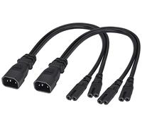 AAOTOKK 2 Pack IEC320 C14 to Dual C7 Y Splitter Power AC Adapter Cable, 10A 125V IEC 3Pole Male to 2x2Pole Female Figure 8 Plug, IEC C7 to C14 Polarized Converter for LED TV etc (0.3m/1ft)