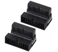 AAOTOKK 2 Pack Right Angled USB 3.0 20-pin Male to Female Extension Adapter,Down Angled 90 Degree USB 3.0 19-Pin Desktop Motherboard Mainboard Internal Header Connector.(Down/Black-20Pin)