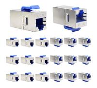 AAOTOKK 20Pack CAT6A RJ45 Keystone Coupler，RJ45 Snap-In Adapter Extension Port Cable, Network Keystone Buckle Direct Through Panel Mount For Camera Connector. (Blue/CAT6A)