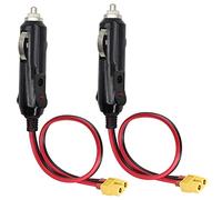 AAOTOKK (2Pack) 16AWG XT60 to Cigarette Lighter Cable,12V Cigarette Lighter Male Plug Adapter Extension Cable compatible for Freestyle Fpv Drones Battery Charging Cable.(0.3m/1ft-F)