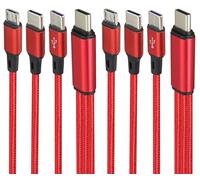 AAOTOKK 2Pack/4Ft 3 in 1 USB 2.0 Type C Y Splitter Charge Cable USB C 2.0 Male to 1xMicro USB+2xType C Male Cable,Compatible with Mobile/Android and More(Red-2Type C+1Micro)