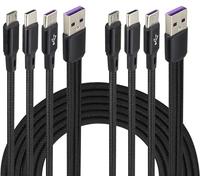 AAOTOKK 2Pack/4Ft 3 in 1 USB A 2.0 Male to Dual Type C Male+Micro USB Male Charge Cable Fast Charge,Compatible for Most Mobile Phones and Tablets Devices(Black-2Type C+1Micro)