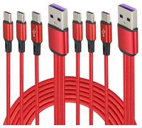 AAOTOKK 2Pack/4Ft 3-in-1 USB A Male to 3Type C Male Jack Nylon Braided Cables,2A fast Charging,Compatible for Mobile/Android & More USB C interface Devices(Red-3 Type C)