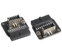 AAOTOKK 2Pack 90 Degree Type E 3.1 to USB 3.0 19Pin Header Adapter Up 90 Degree USB3.1 Female Front Panel Header to USB 3.0 19Pin Female Header Extension Adapter for Computer Motherboard.(19Pin/UP)