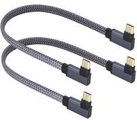 AAOTOKK 2Pack Right&Left Angled 3.1 USB C to USB C Flat Short Cable,90 Degree 10Gbps Tpye C USB 3.1 Gen2 Male to Male Charging,Data,Audio,Video Cord for Tablet,Phone and More Type-C Devices(0.3M-M/M)