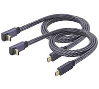 AAOTOKK 2Pack Up&Down Angle USB C 3.1 Gen 2 Flat Cable 90 Degree Type C USB 3.1 Male Fast Charging 4K Video Display Cable Compatible for MacBook Dell LG Type C Display Monitor&Phone etc(1M-M/M)