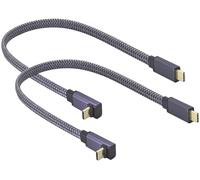 AAOTOKK 2Pack Up&Down Angle USB Type C 3.1 Flat Braided Cable,60W 3A 90 Degree Tpye C USB 3.1 Gen2 Male Fast Charging,Data,Audio,Video Cable Compatible for MacBook,Phone &More Type-C Devices(0.3M-M/M)