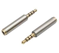AAOTOKK 3.5mm Headphone Adapter (1/8 inch) 4-Pole 3.5mm Male to Female Jack Stereo Audio Converter Metal Shell for Headset, Audio Earphone, Microphone (2 Pack-3.5mm M/F)