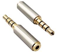 AAOTOKK 3.5mm Headphone Adapter 4-Pole 3.5mm Male to 2.5mm Female Jack Stereo Audio Converter Metal Shell for Headset, Audio Earphone, Microphone (2 Pack-2.5 to 3.5mm F/M)
