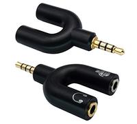 AAOTOKK 3.5mm Headphone Y Splitter Adapter Gold Plated 4 Pole 3.5mm Male to 3.5MM Headphone+Microphone (MIC) Female Plugs Audio Stereo Converter(2-Pack)