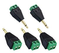 AAOTOKK 3.5mm Screw Terminal Gold Plated 3.5mm (1/8") TS Mono Male to 2 Pin Female Screw Terminal AUX Headphone Balun Solderless Converter Adapter(5-Pack/Male)