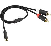 AAOTOKK 3.5mm to 2 RCA Splitter Cable,3.5mm Female to 2 RCA Male Audio Stereo Adapter Cable Nylon Braided AUX RCA Y Splitter Adapter Cord for Smartphones, MP3, Tablets, Speakers (0.4m/1.3ft-Black)