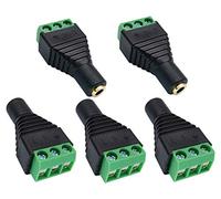 AAOTOKK 3 Pole 3.5mm Screw Terminal 3.5mm (1/8) Stereo Audio Female to 3 Pin Female Screw Terminal Double Track Headphone Balun Solderless Converter Adapter(5 Pack/Female)