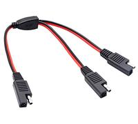 AAOTOKK 30cm/12inch Red Black SAE Y Splitter Adapter Cable, 18AWG Wire, 2 Pin Quick Connect Disconnect Plug, SAE Connector, Solar Panel Charging, GPS, Motorcycle, Car