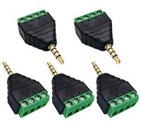 AAOTOKK 4 Pole 3.5mm Screw Terminal 3.5mm (1/8) Stereo TRRS Audio Male to AV 4 Pin Female Screw Terminal Double Track Headphone Balun Solderless Converter Adapter(5 Pack/Male)