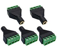 AAOTOKK 4 Pole 3.5mm Screw Terminal Stereo TRRS Audio Female to AV 4 Pin Screw Terminal Double Track Headphone Balun Solderless Converter Adapter (5 Pack)