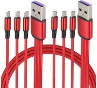AAOTOKK 4Ft/2 Pack USB 2.0 A to 3xMicro USB power Adapter cable 1 Male to 3 Male Android extension code for Simultaneous Charging of three device connectors(Red-3Micro)