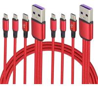 AAOTOKK 4Ft/2Pack USB 2.0 A Dual Micro USB+Type C male 3 in 1 Charging Cable,2A Fast Charging Cord,Compatible with Mobile/Android,and more(Red-1Type C+2Micro)