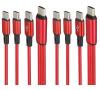 AAOTOKK 4FT USB C Male to 3 Type-C Male Nylon Braided multi port 3-in-1 charging cable,USB-C Maximum output can reach 2A.Compatible with mobile Phones/Android,Huawei,Samsung,etc.(2Packs/Red)
