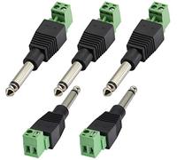 AAOTOKK 6.35mm 3Pole DIY Connector Gold Plated Connection Converter1/4 Stereo Audio Male to 3Pin screw Terminal Female Solderless Converter for Amplifier Microphones, (5 Pack-2Pin)