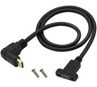 AAOTOKK 90 Degree 3.1Type C Cable 4K&60hz Up&Down Angle USB 3.1 Type C Male to Female Panel Mount Cable,Supports Charging,Data,Audio,Video Cable Compatible Samsung S10 S9 S9+ S8,MacBook(0.6M/2ft)