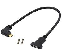AAOTOKK 90 Degree (3A) USB 3.1 Type C Male to Female Panel Mount Screw Cable Supports Charging,Data,Audio,Video Cable for LaptopTablet (0.3M/1ft)