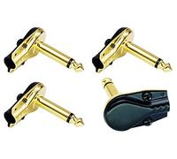 AAOTOKK 90 Degree 6.35MM Adapter Golden Plated Right Angle 6.35mm 1/4 Inch TS Mono Male Flat Pancake Style Plugs Connectors for Speaker,Patch Cable,Guitar.(4 Pack)
