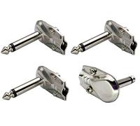 AAOTOKK 90 Degree 6.35MM Adapter Golden Plated Right Angle 6.35mm 1/4 Inch TS Mono Male Flat Pancake Style Plugs Connectors for Speaker,Patch Cable,Guitar.(4 Pack/2 Pole)