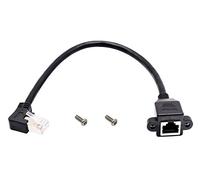 AAOTOKK 90 Degree Cat 6 Ethernet Cable Left Bend Angle RJ45 Male to Female Shielded Ethernet Network Connector Screw Panel Mount Extension Cable for Router, Modem (30cm/1ft Left)