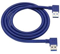 AAOTOKK 90 Degree Left and Right USB 3.0 A Male to USB Male Data Transmission and Charging Expansion cable,Suitable for USB Keyboard, Mouse,flash Drive,hard Drive(1M/3ft Blue)