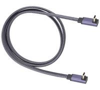 AAOTOKK 90 Degree Type C 3.1 Braided Flat Extension Cable Up&Down Angle Type C 3.1 USB Male to Type C 3.1 Male Gen2 10Gbps Connector 4K Video Cord,Compatible for Samsung S10 S9+ S8, MacBook(1M-M/M)