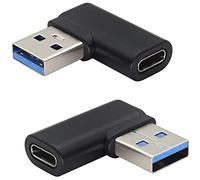 AAOTOKK 90 Degree USB C Female to USB 3.0 Male Adapter Right Angle USB Type C to USB 3.0 A Converter On The Go(OTG) for PC,Laptops,USB and Type-C Devices 2 Pack (Right-Black)