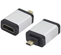 AAOTOKK Aluminum Alloy Shell Coupler, HDMI Female to Micro HDMI Male Adapter for 3D, Raspberry Pi 4, GoPro Hero, Sport Camera (2-Pack, Silver)