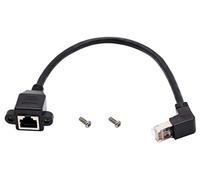 AAOTOKK Cat 6 Ethernet Cable 90 Degree Down Angle RJ45 Male to Female Shielded Ethernet Network Connector Screw Panel Mount Extension Cable for Router, Modem (30cm/1ft Down)