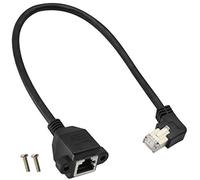 AAOTOKK Cat 6 Ethernet Cable 90 Degree Right Angle RJ45 Male to Female Shielded Ethernet Network Connector Screw Panel Mount Extension Cable for Router, Modem (30cm/1ft Right)