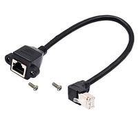 AAOTOKK Cat 6 Ethernet Cable 90 Degree UP (Upward) Angle RJ45 Male to Female Shielded Ethernet Network Connector Screw Panel Mount Extension Cable for Router, Modem (30cm/1ft UP)