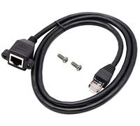 AAOTOKK Cat 6 Network Ethernet Cable RJ45 Male to Female Shielded Ethernet Network Connector Screw Panel Mount Extension Cable for Router, Modem (1M/3ft)