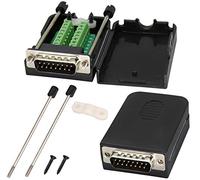 AAOTOKK DB15 Screw Terminal Block Adapter D-SUB 15 Pin 2 Row DB15 Male to 16 Pin/Way Female Serial Terminal Breakout Board Connector Signal Module with case (2Pcak/Male)