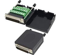 AAOTOKK DB25 Long Bolt Screw Adapter D-SUB DB25 Male Jack Port to 25 Pin/Way Female Terminal Breakout Board Connector with Case&Screw (2-Pack/Male-Bolt)