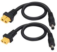 AAOTOKK DC5.5x2.5mm to XT60 Bullet Connector to DC5.5x2.5mm Male Power Charging Adapter Cable for TS100 Soldering Iron,FPV Monitor Power,Drone Power Cord(DC 2.5mm-M/30cm-2Pack)