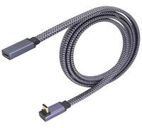 AAOTOKK Flat Braided 90 Degree USB Type C 3.1 Connector Cable 60W&3A Up&Down Angle Type C 3.1 USB Male to Female Cable Supports Charging,Data,Audio,Video Cable for Laptop&Tablet&Mobile Phone.(1M-M/F)