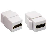 AAOTOKK HDMI Keystone Coupler, Gold Plated HDMI Keystone Jack Insert Female to Female 3D 4K Coupler Adapter for Wall Plate (White/2 Pack)
